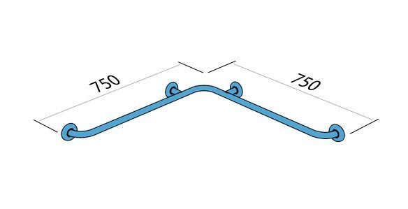 Poręcz dla niepełnosprawnych kątowa, pozioma, prysznicowa 75x75 cm Makoinstal PSP 136