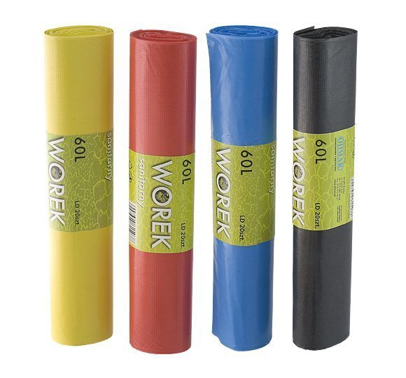 Worki foliowe LDPE Olimar na odpady 60l rolka 50 sztuk