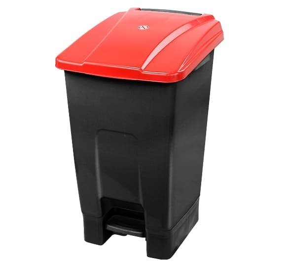 Kosz na odpady czerwony otwierany pedałem 70 l z tworzywa KP70-CZE