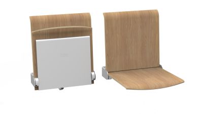 Składane krzesło naścienne do poczekalni TPS1A Dąb + szary stelaż