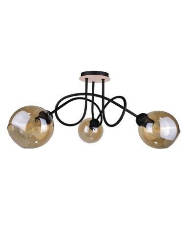 Venus lampa sufitowa 3-punktowa czarna/drewno 2029