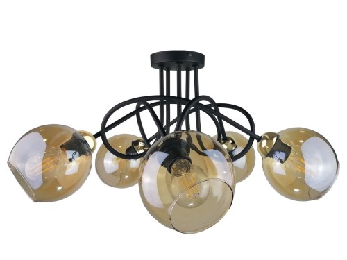 Keter Lighting Venus lampa podsufitowa 5x60W złoty/czarny/szkło przydymione 2003