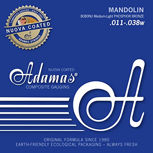 Adamas zestaw strun do mandoliny Nuova powlekany Med.-Light .011 fosforowy brąz masywny mosiądz