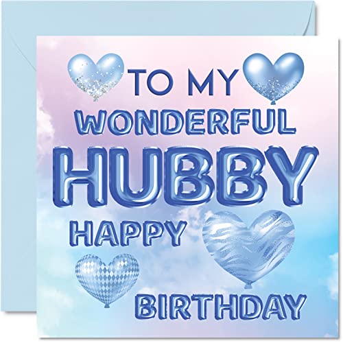 Piękne kartki urodzinowe dla męża - 'To My Wonderful Hubby' - specjalna kartka urodzinowa od żony prezenty urodzinowe, 145 mm x 145 mm kartki okolicznościowe dla partnerów prezent dla męża partnera