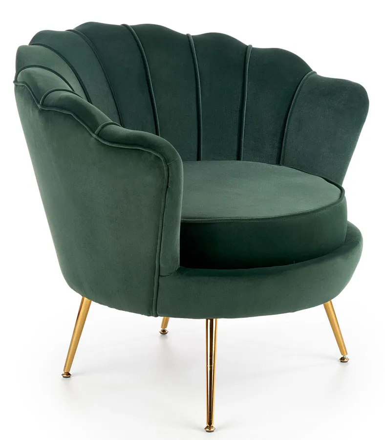 Zielony welurowy fotel muszelka G6-H18