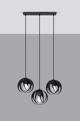 Sollux Lighting Lampa wisząca TULOS 3L czarna