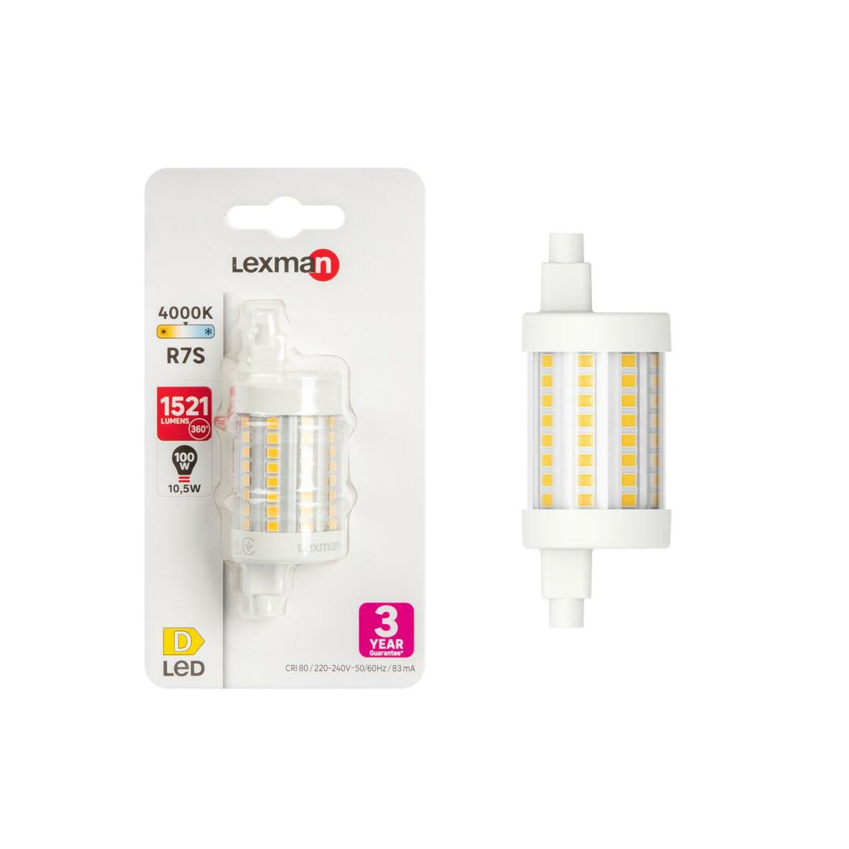 Żarówka LED R7S 10,5 W = 100 W 2452 lm Neutralna biel Lexman