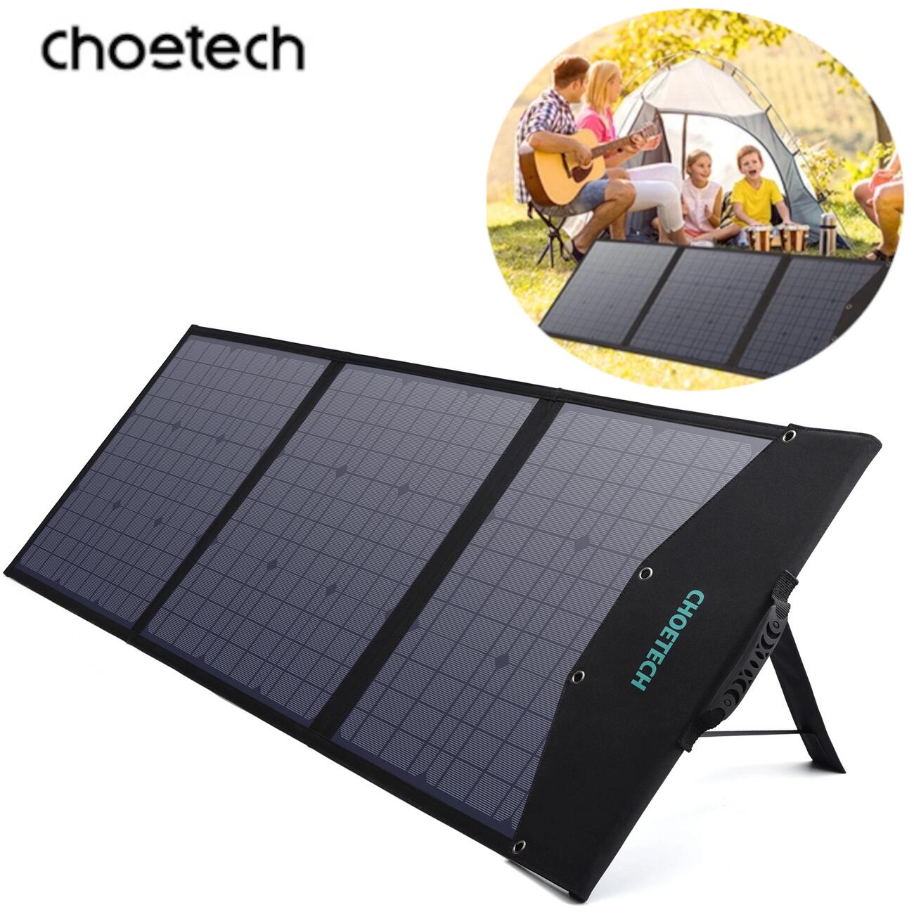 Choetech ładowarka solarna USB składana 120W DC, USB C, 2 x USB czarna (SC008)