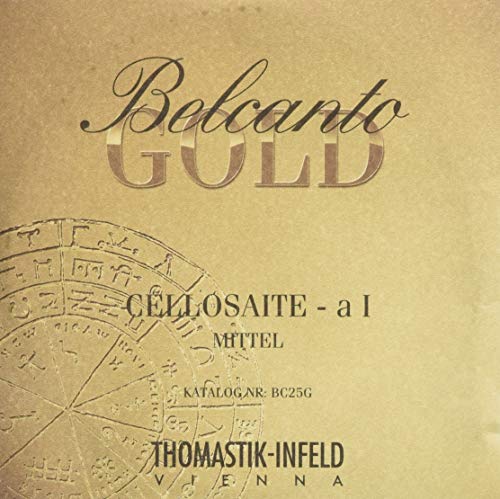 Thomastik Einzelsaite für Cello 4/4 Belcanto Gold - A-Saite Stahlkern, Umspinnung Multi-composite alloy, mittel