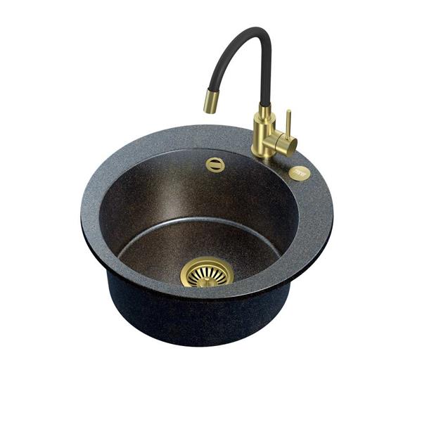 ART JAMES 210  Ø51x20) Steingran Art Gold Black Pearl 
z syfonem manualnym, baterią Maggie PVD i zaślepką 
- czarny opalizacja złota