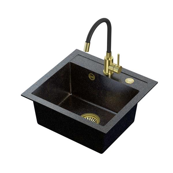 ART JOHNNY 110  50x47x18,5) Steingran Art Gold Black Pearl 
z syfonem manualnym, baterią Maggie PVD i zaślepką 
- czarny opalizacja złota