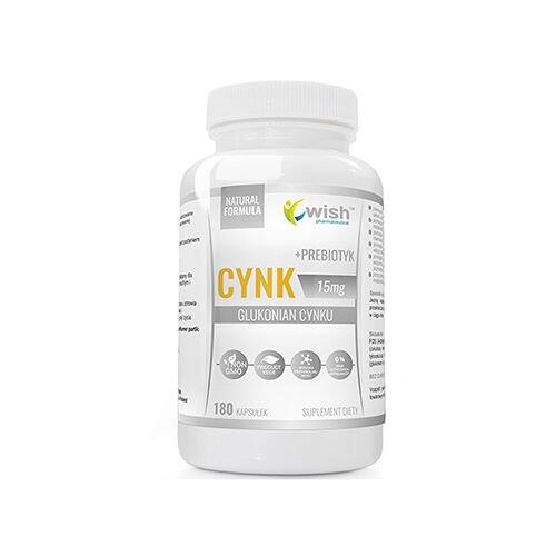 WISH Pharmaceutical Wish Pharmaceutical Cynk Glukonian Cynku 15mg + Prebiotyk 180 caps