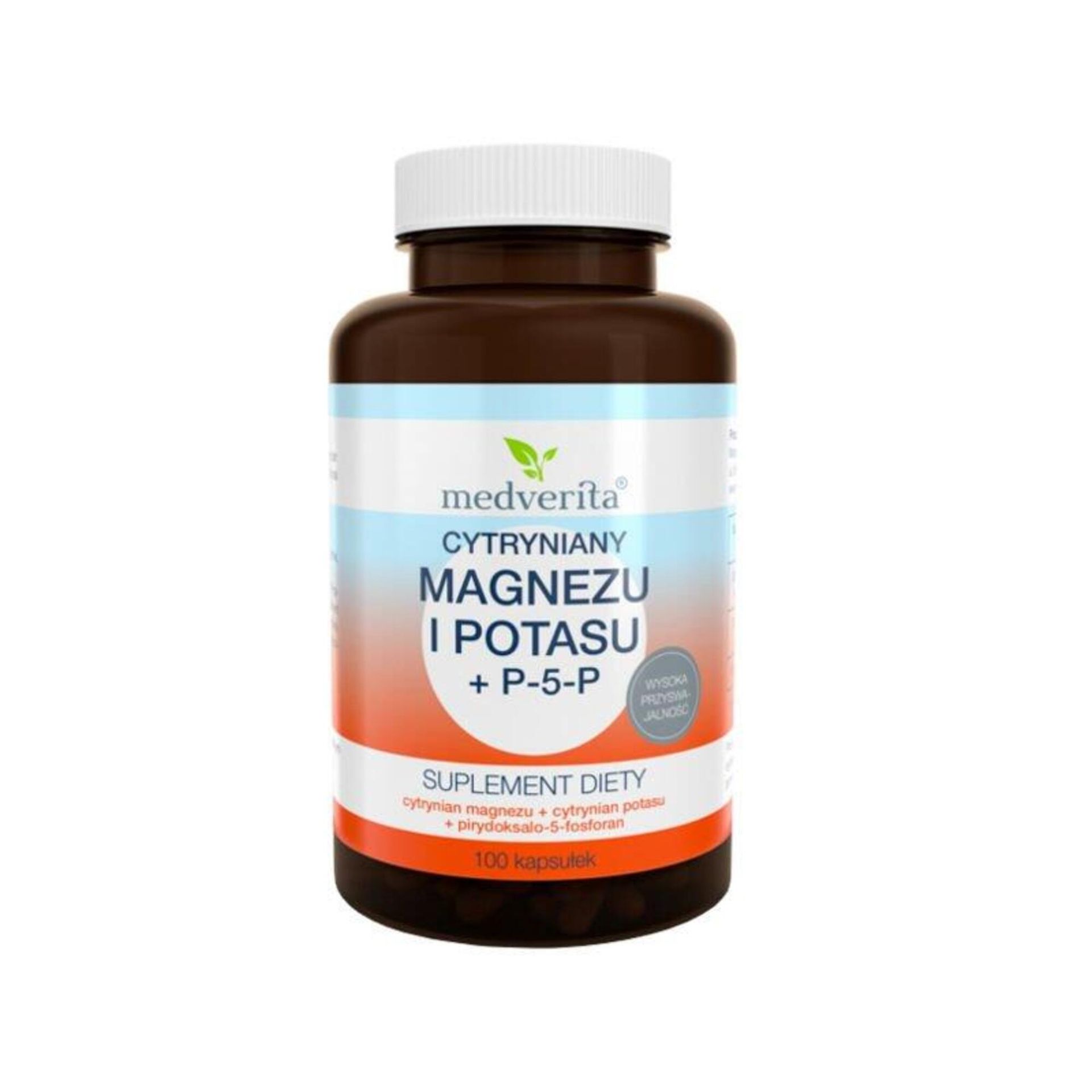 MEDVERITA Magnez + Potas Cytryniany + P-5-P 100 kaps