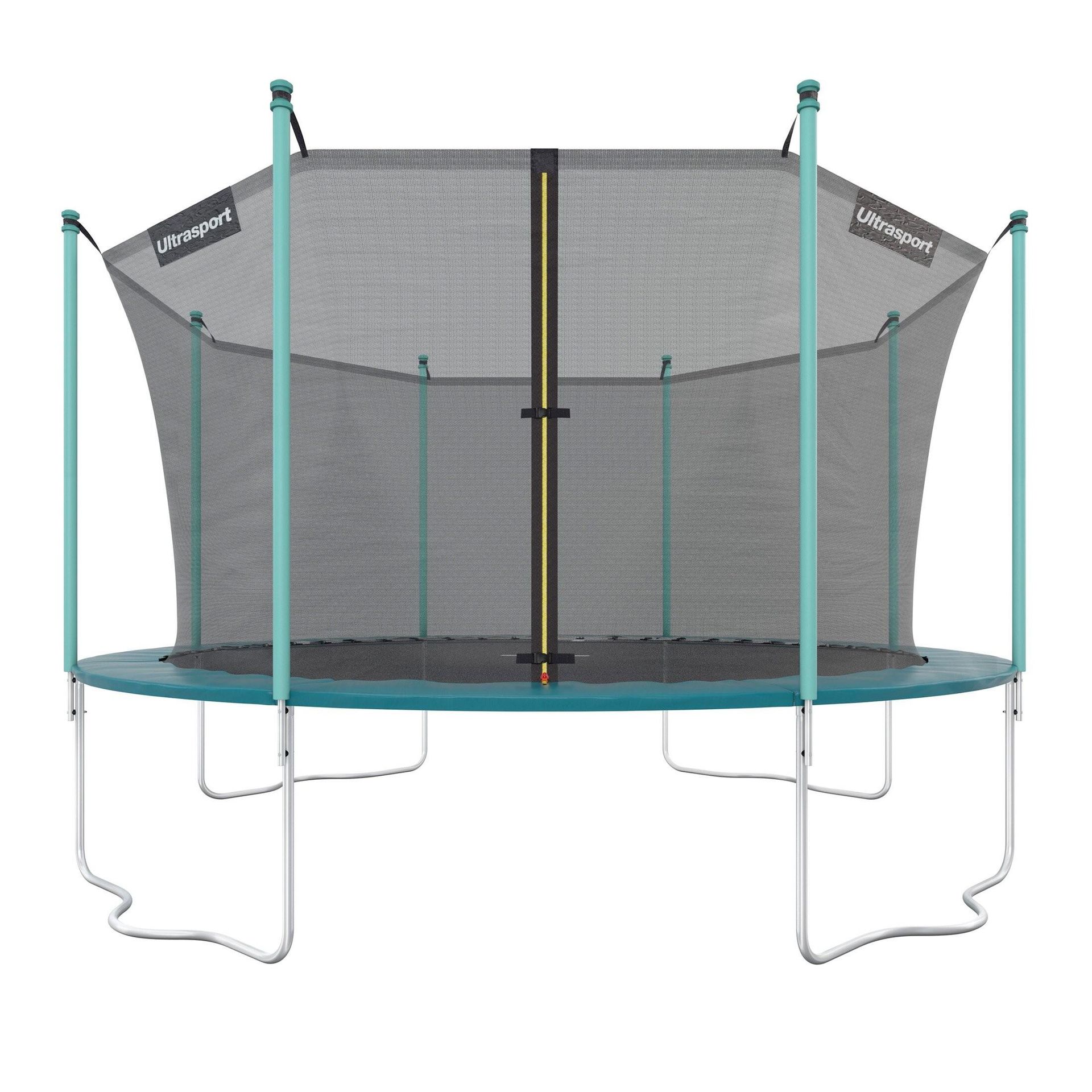 Ultrasport Jumper trampolina ogrodowa, zestaw kompletny zawierający matę do skakania, siatkę bezpieczeństwa, wyściełane słupki do siatki i osłonę krawędzi, zielony, 430 cm 331300000233