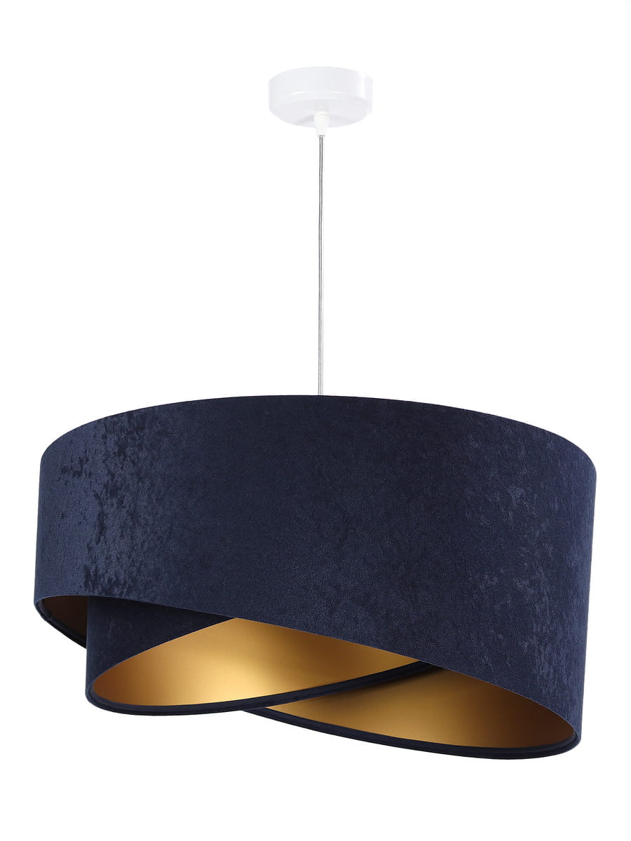 Lampa wisząca welurowa granatowy złoty tkanina pcv Lea BPS Koncept 060-044