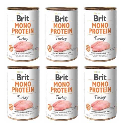 BRIT MONO PROTEIN Turkey INDYK Zestaw 6x 400g