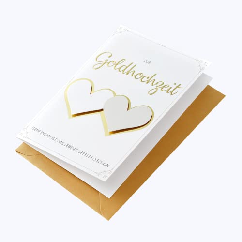 Kartka na złote wesele, lifestyle - kartka z tekstem, serce - 11,6 x 16,6 cm