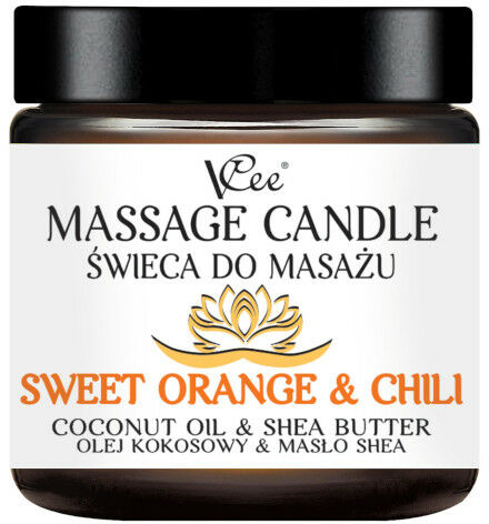 Nawilżająca świeca do masażu VCee 80 g - różne zapachy - Sweet Orange & Chili
