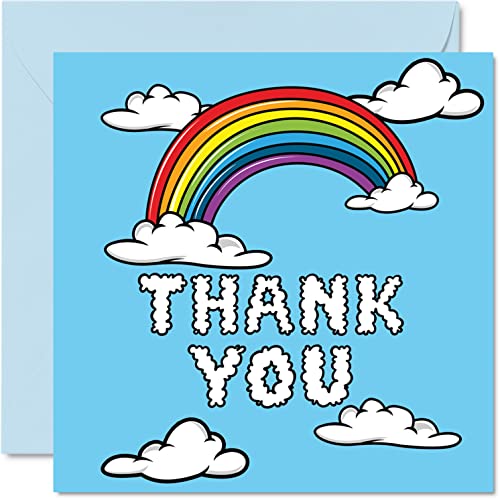 Kartka z podziękowaniami – kartki z podziękowaniami na każdą okazję dla niej dla mężczyzn i kobiet, tęczowa kartka z życzeniami 145 mm x 145 mm, kartki z podziękowaniami