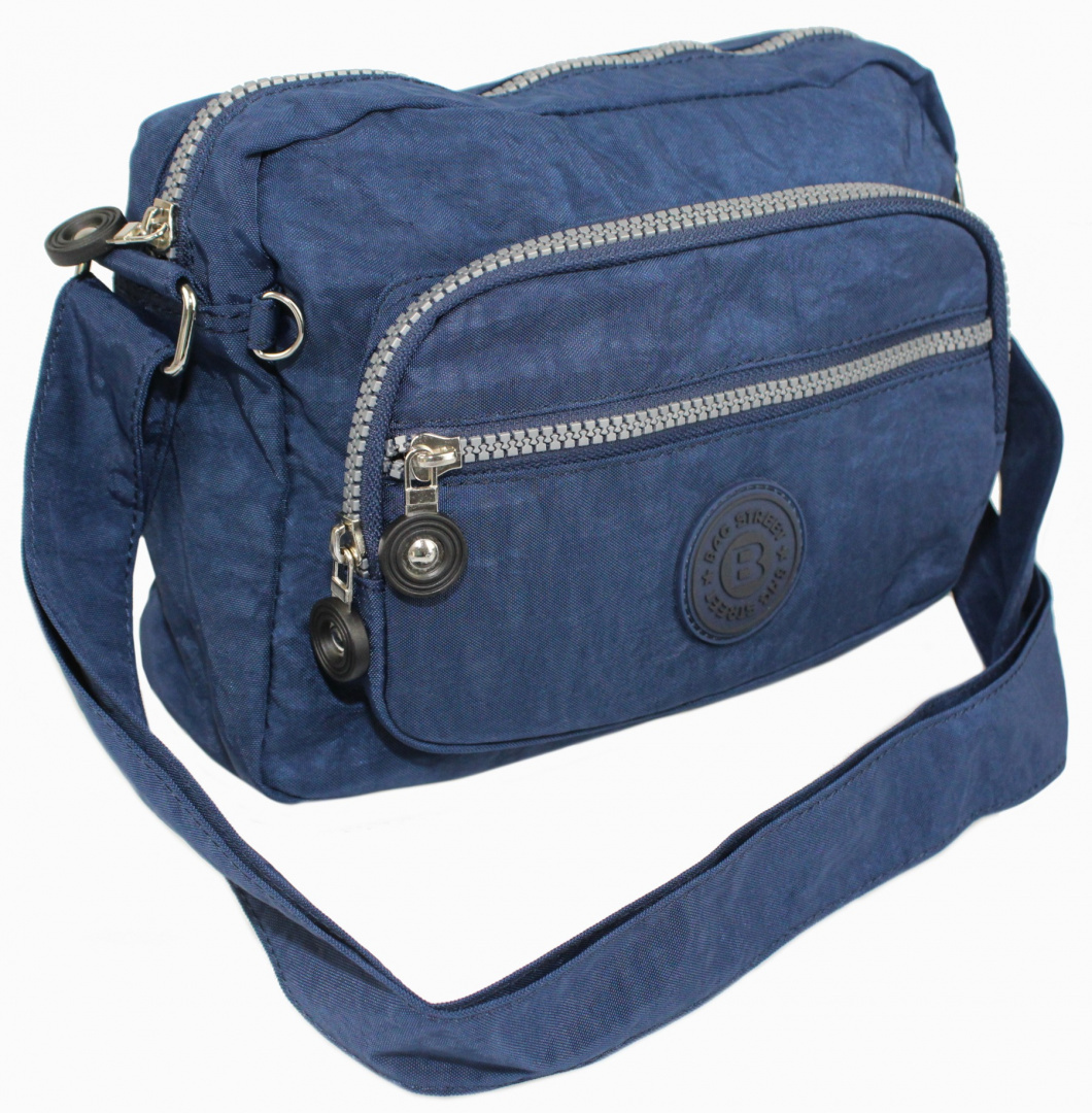 Stylowa Lekka Materiałowa Torba Pozioma Średnia Na Ramię Bag Street NR 2223 GRANATOWY