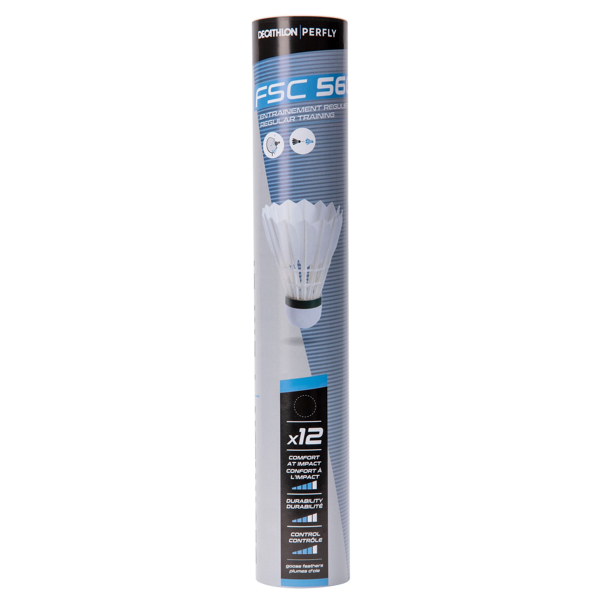 PERFLY Lotki do badmintona z piór FSC560 x12 sztuk (SZYBKOŚĆ 77) Unisex