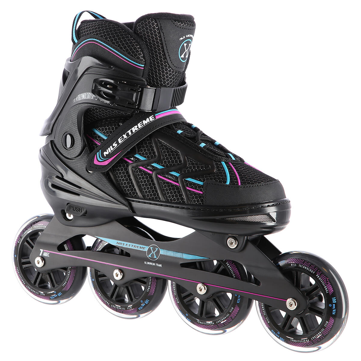 Nils EXTREME NA1128 CZARNO-FIOLETOWY ROZM. XL(43-45) ŁYŻWOROLKI EXTREME 16-01-146