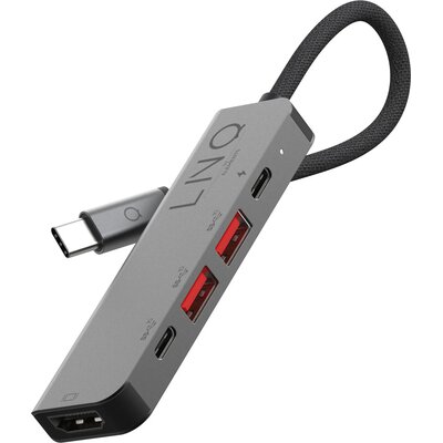 Linq Wieloportowy Hub 5w1 HDMI 4K,2xUSB-A 3.2,USB-C 3.2,USB-C PD 100W LQ48014