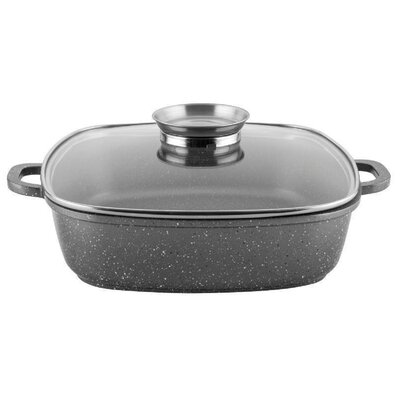 Florina Brytfanna aluminiowa niska Vulcano kwadrat z pokrywką 28 x 7,5 cm 3,5 l szara 1B0502