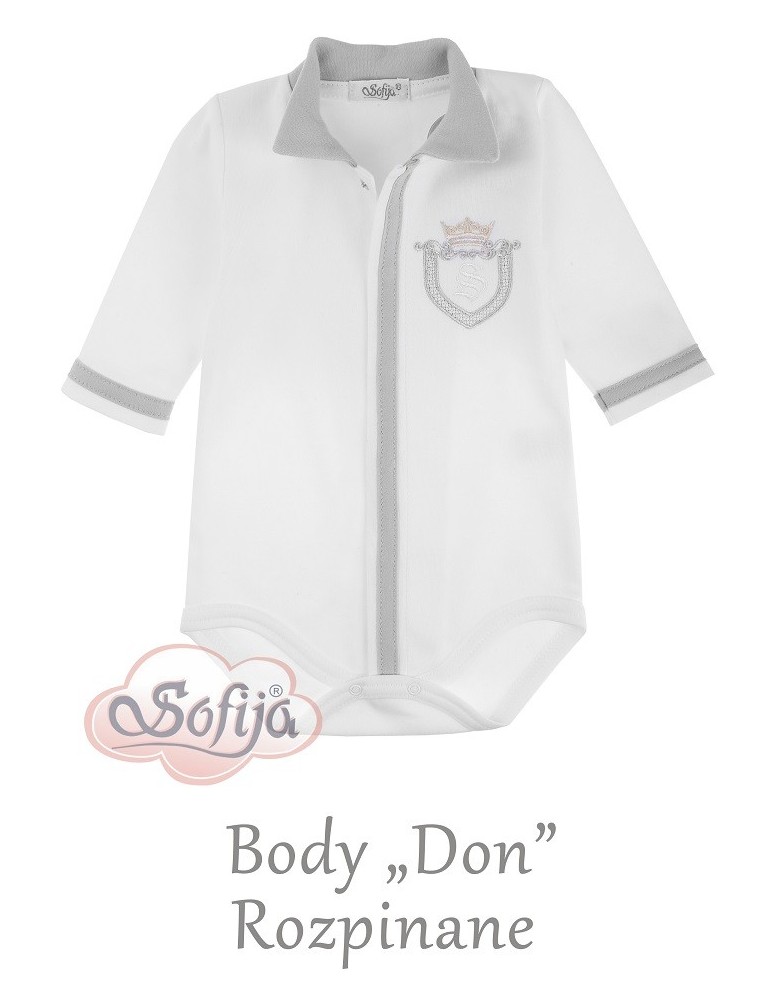 Body niemowlęce bawełniane długi rękaw szare Don 56-68 Sofija, Rozmiar: 56