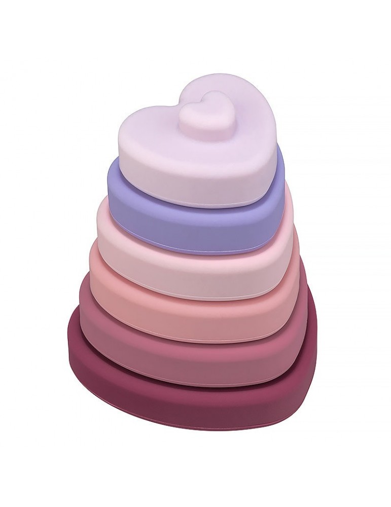 Baby in world Wieża silikonowa sensoryczna Serca dasky lilac