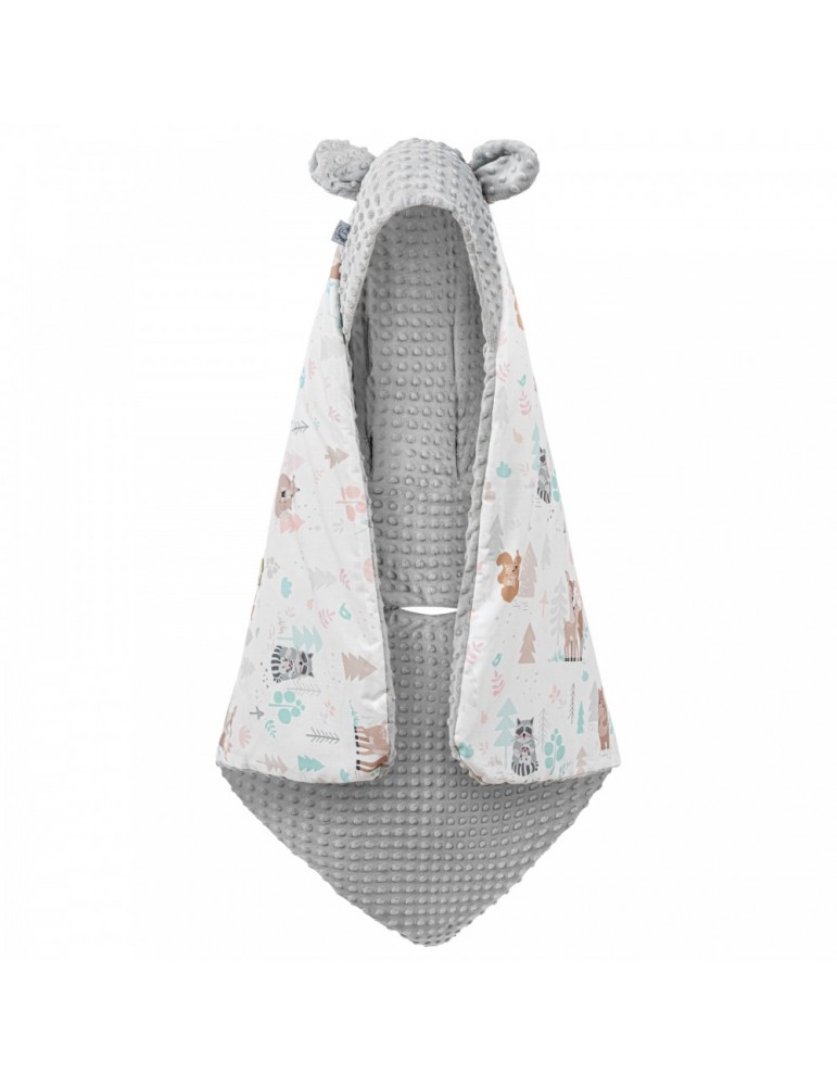 Bonjour Cherie koc bawełna do fotelika 90/90 Animals minky Glacier gray