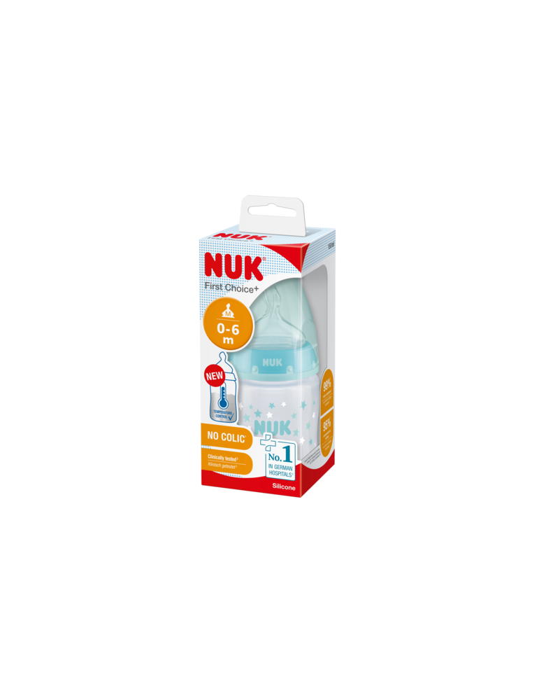 Nuk Butelka z czujnikiem temperatury First Choice+ M 0-6m 150ml Turkusowa