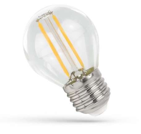 Żarówka LED kulka E27 1W b.ciepła 2700K 100lm przeźroczysta COG Filament G45 SPECTRUM