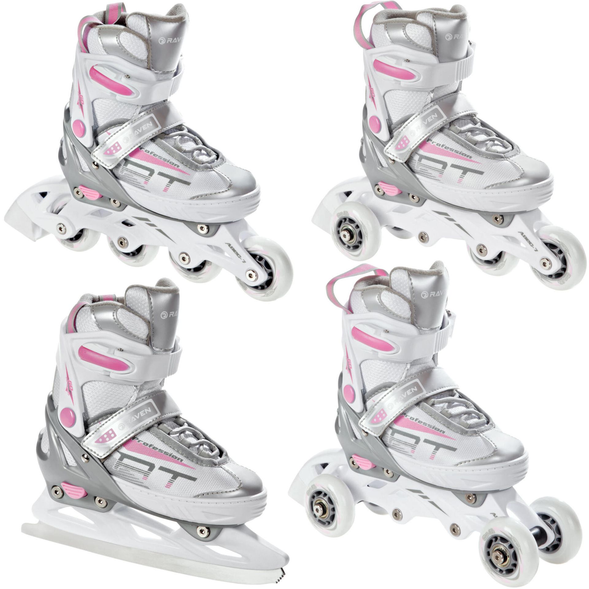 Rolki Łyżwy 4w1 Raven Profession White/Pink 31-35