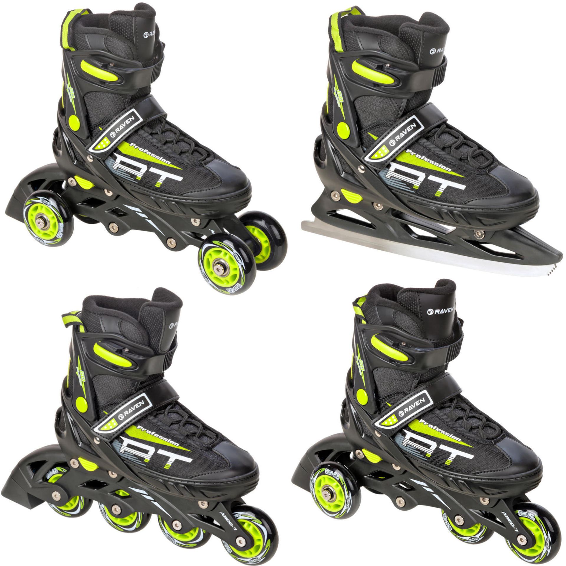 Rolki Łyżwy 4w1 Raven Profession Black/Lime 35-39
