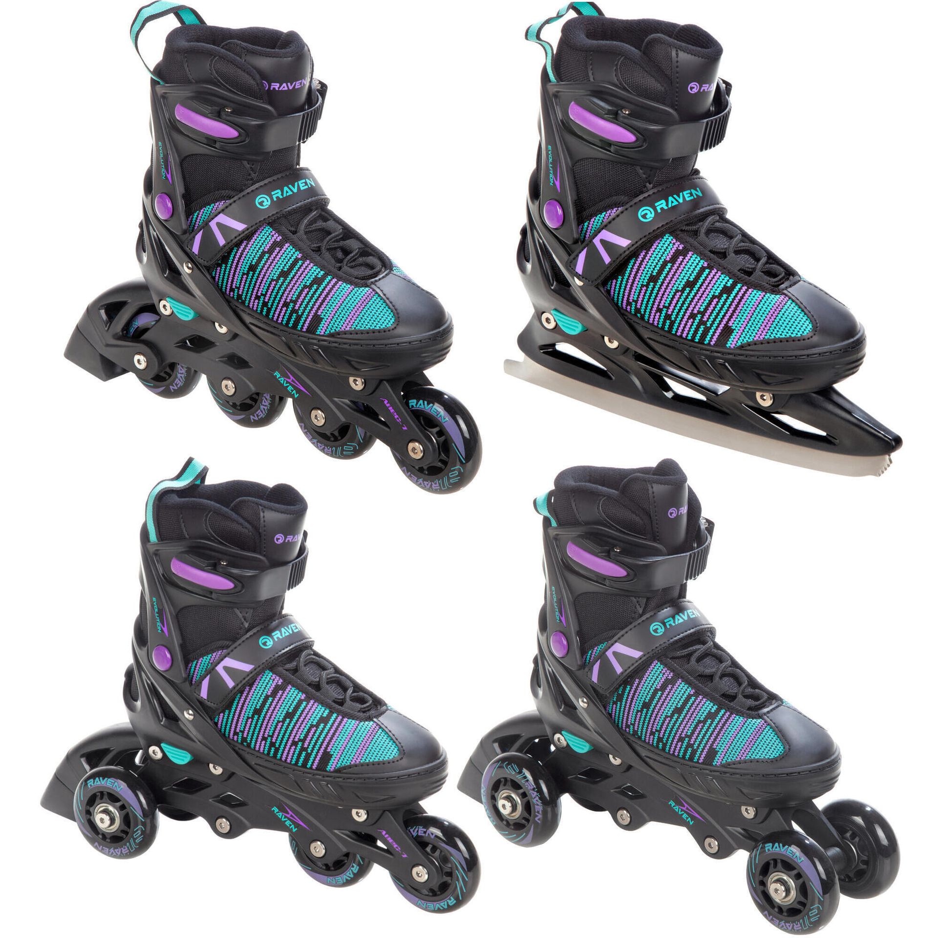 Rolki Wrotki Łyżwy 4w1 Raven Cande Black 31-35