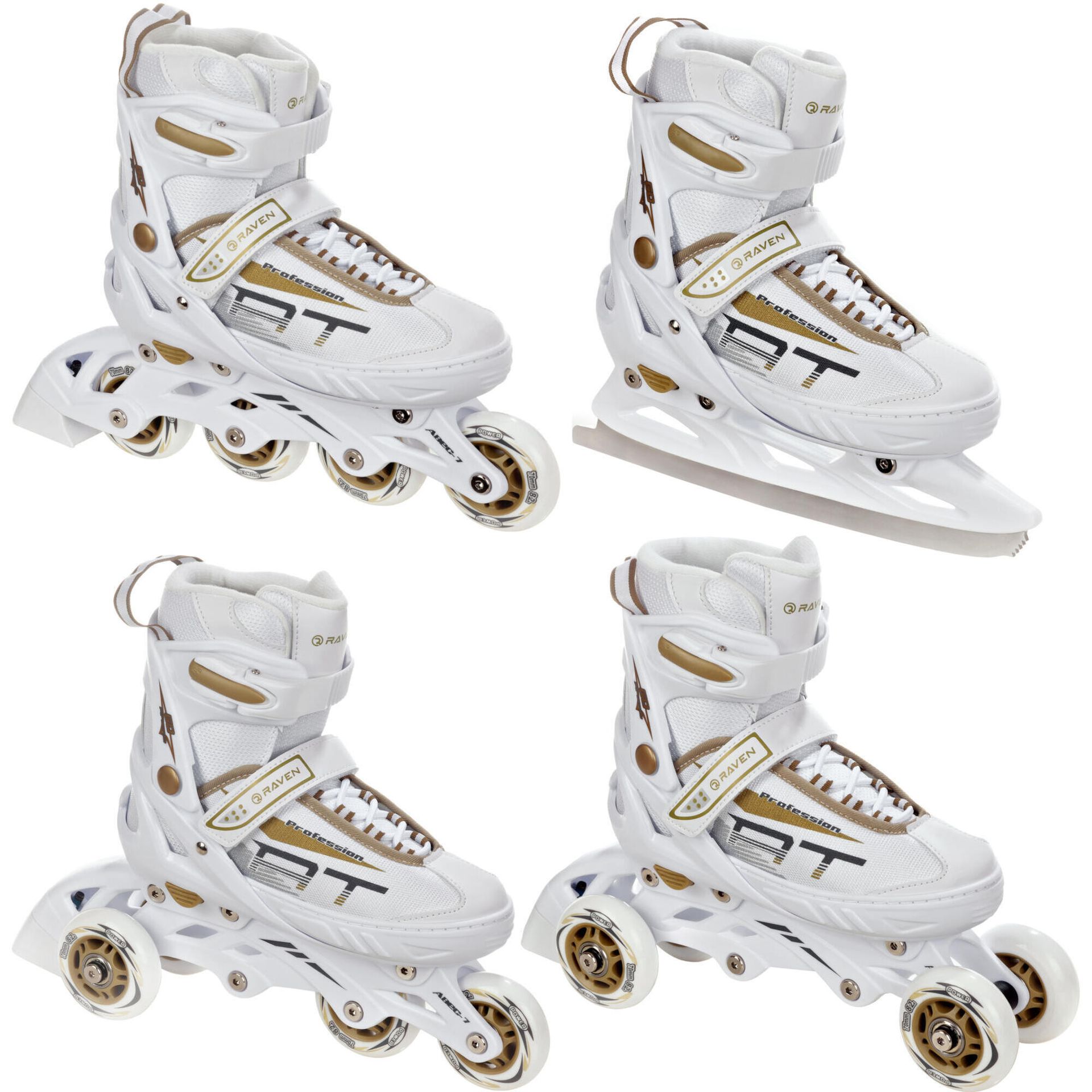 Rolki Łyżwy 4w1 Raven Profession White/Gold 35-39
