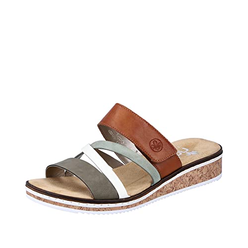 Rieker Sandały damskie V3652, Olive Offwhite Mint Cayenne V3652 91, 42 EU
