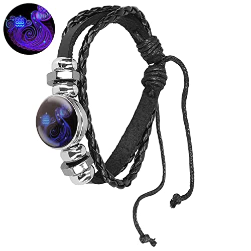 Bransoletka ze znakiem zodiaku wodnik biżuteria dla mężczyzn i kobiet unisex bransoletka czarna