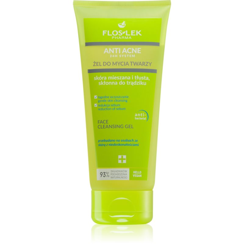 Flos-Lek Bezzapachowy żel szałwiowy do skóry tłustej - Anti Acne Face Gel 200ml