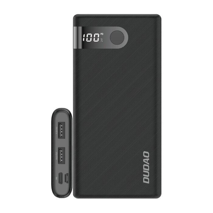 Dudao power bank 10000 mAh 2x USB / USB Typ C / micro USB 2 A z ekranem LED czarny (K9Pro-02) - Czarny K9Pro-02
