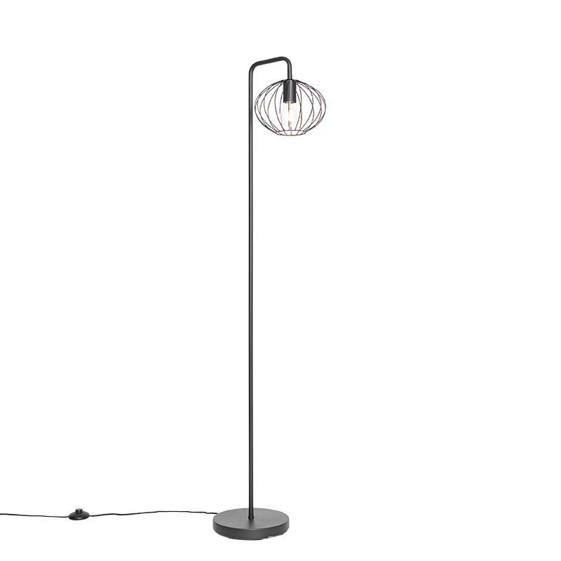 QAZQA Designerska lampa podłogowa czarna 23 cm - Margarita