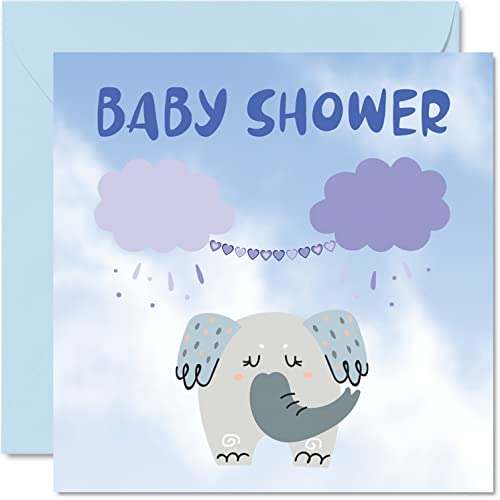 Nowa kartka dla dziecka chłopiec słoń wzór na baby shower, dobre gotowe życzenia nowe kartki dla dziecka, prezenty powitalne na świecie, 145 mm x 145 mm kartki z życzeniami dla dzieci dla rodziców