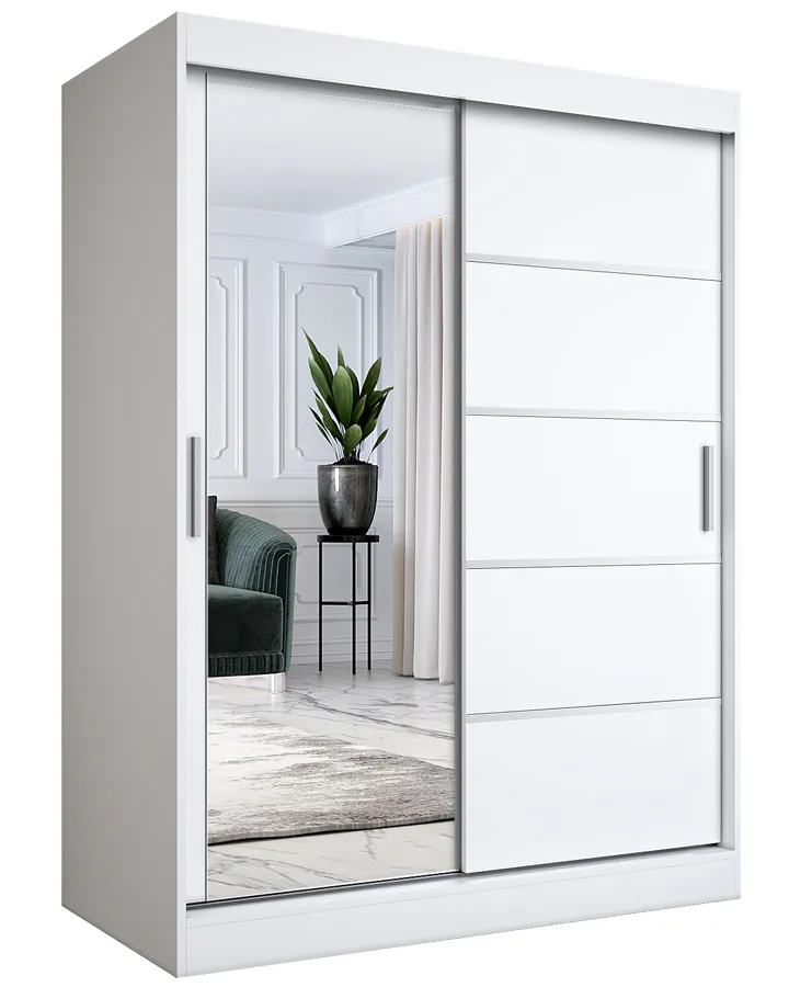 Biała Szafa Przesuwna Z Lustrem 150 Cm B7-M04