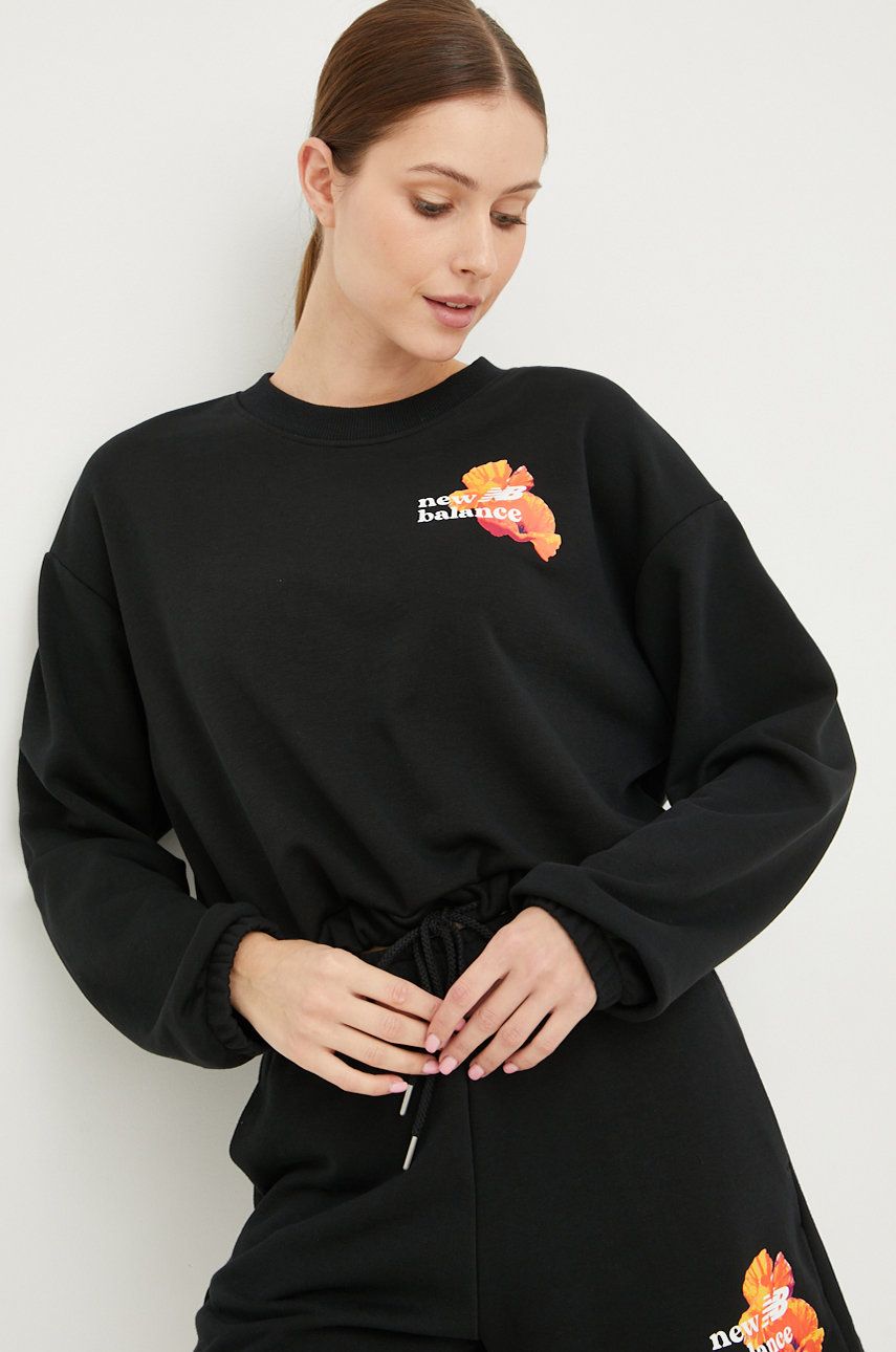 New Balance bluza damska kolor czarny z nadrukiem