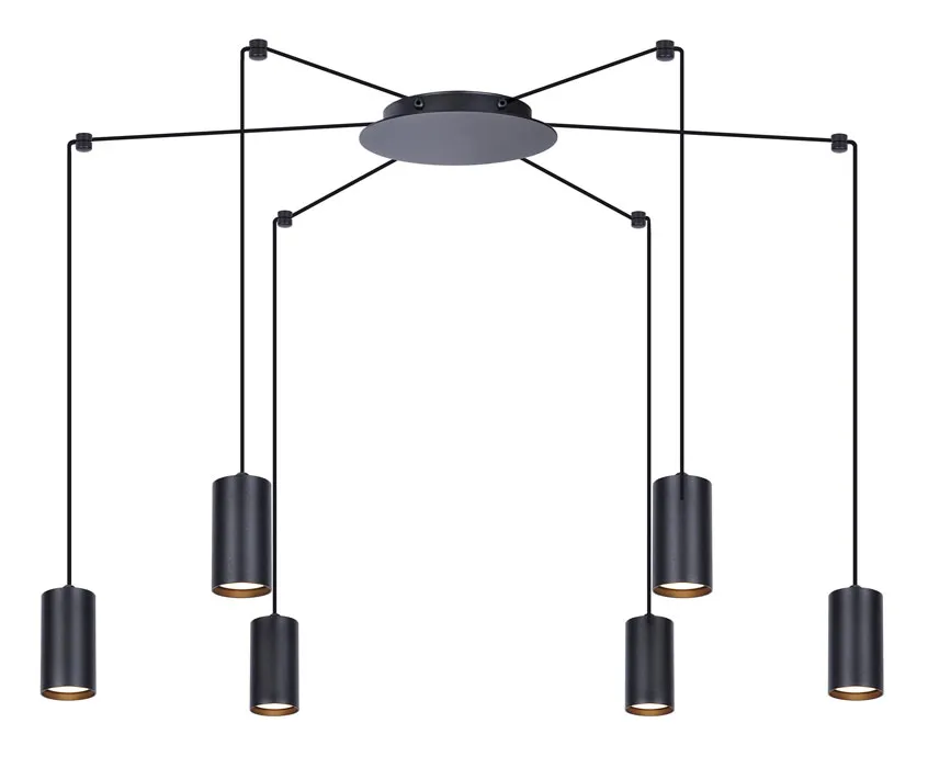 Czarna loftowa lampa wisząca pająk - S782 P1-M27