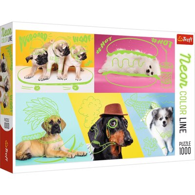 Trefl Puzzle 1000 Neon Color Line Odlotowe Psy