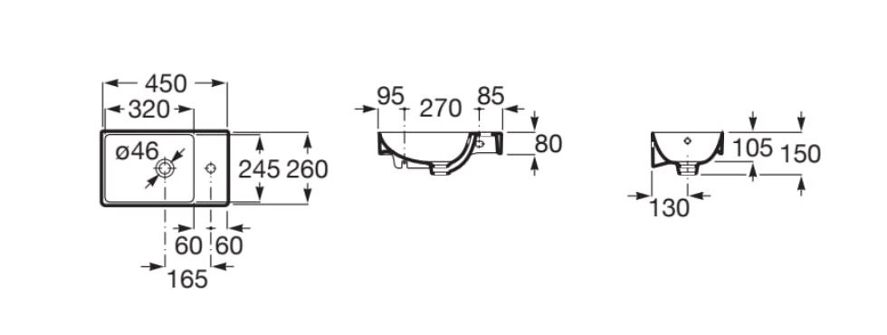 Roca ONA COMPACTO umywalka ścienna 45 cm A327681000 A327681000