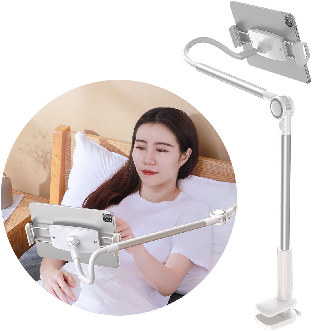 Baseus Otaku uniwersalny uchwyt na telefon tablet stojak lazy holder srebrny (LUZQ000012)