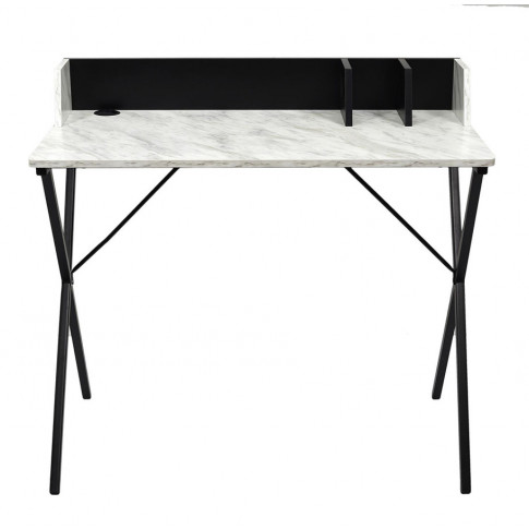 Industrialne biurko z metalowym stelażem marmur + czarny - Erys